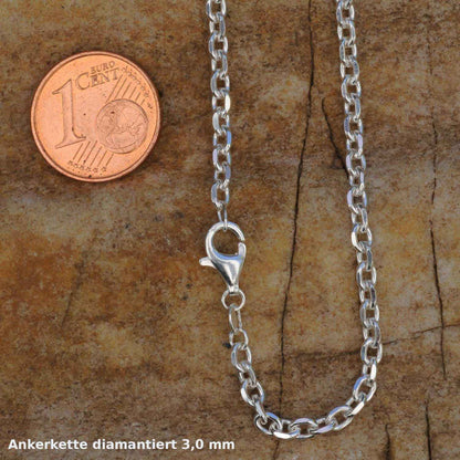 Ankerkette diamantiert Halskette  925 Sterlingsilber Auswahl