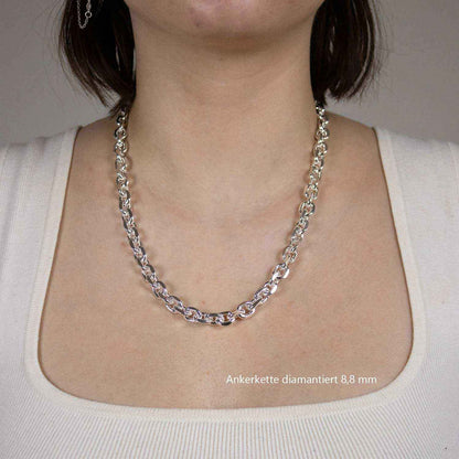 Ankerkette diamantiert Halskette  925 Sterlingsilber Auswahl
