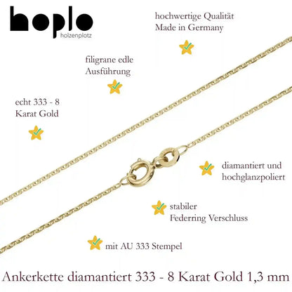 Ankerkette diamantiert Halskette Breite 1,3 mm - 333 - 8 Karat Gold