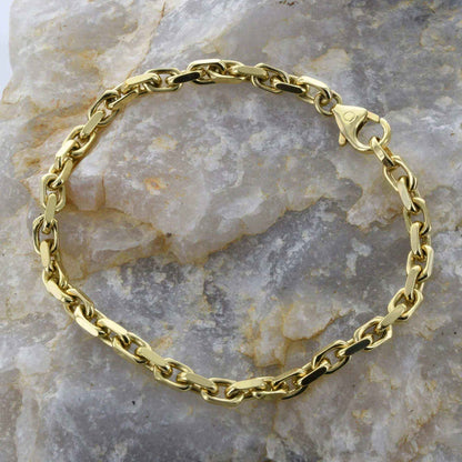 Ankerkette diamantiert Länge 19cm - Breite 3,8mm - 585-14 Karat Gold - Firma Holzenplotz - Silberketten-Goldketten.de 