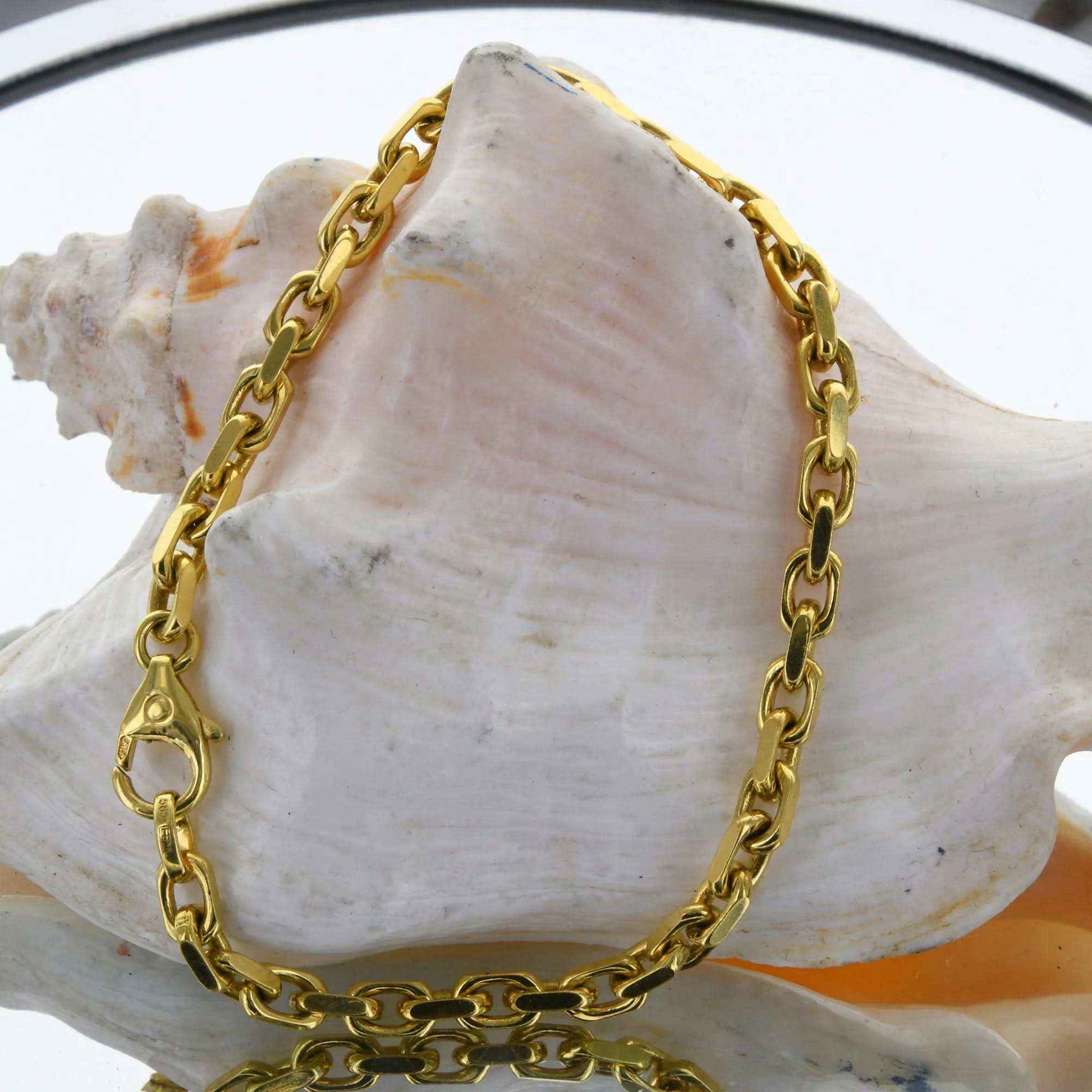 Ankerkette diamantiert Länge 19cm - Breite 3,8mm - 585-14 Karat Gold - Firma Holzenplotz - Silberketten-Goldketten.de 