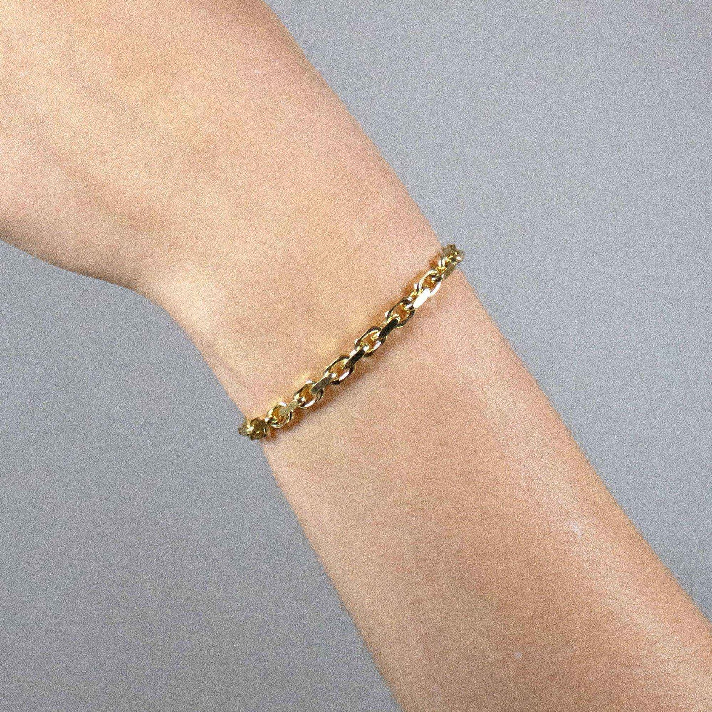 Ankerkette diamantiert Länge 21cm - Breite 3,8mm - 585-14 Karat Gold