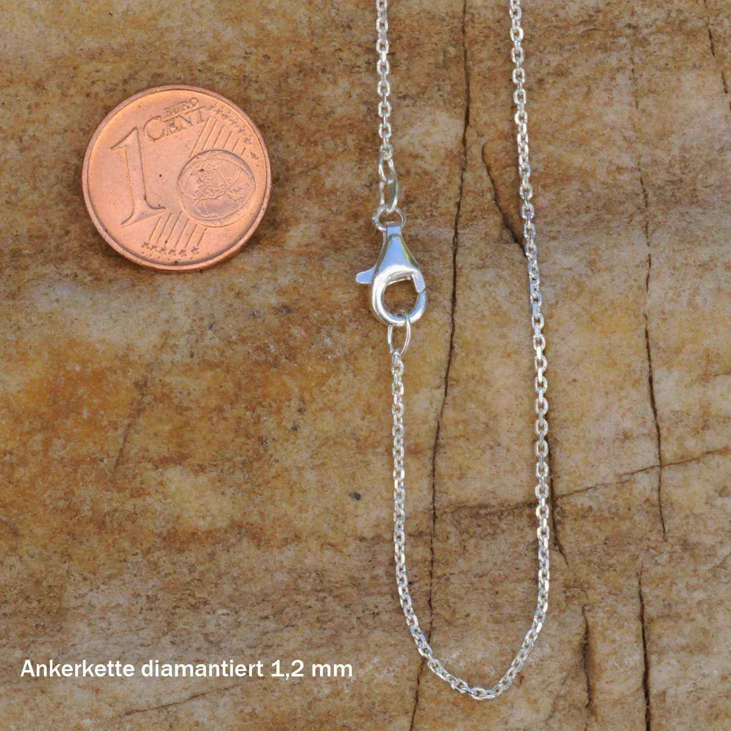 1,2 mm 40 cm 925 Sterlingsilber Ankerkette diamantiert massiv Silber hochwertige Halskette 1,6 g
