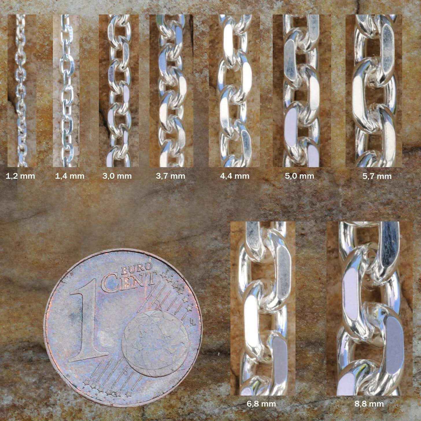 1,2 mm 40 cm 925 Sterlingsilber Ankerkette diamantiert massiv Silber hochwertige Halskette 1,6 g