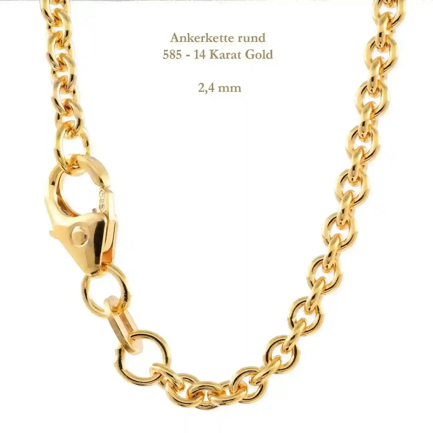 Ankerkette rund Halskette  585 - 14 Karat Gold Auswahl