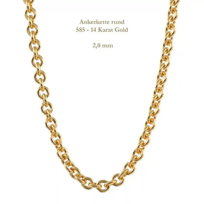 Ankerkette rund Halskette  585 - 14 Karat Gold Auswahl