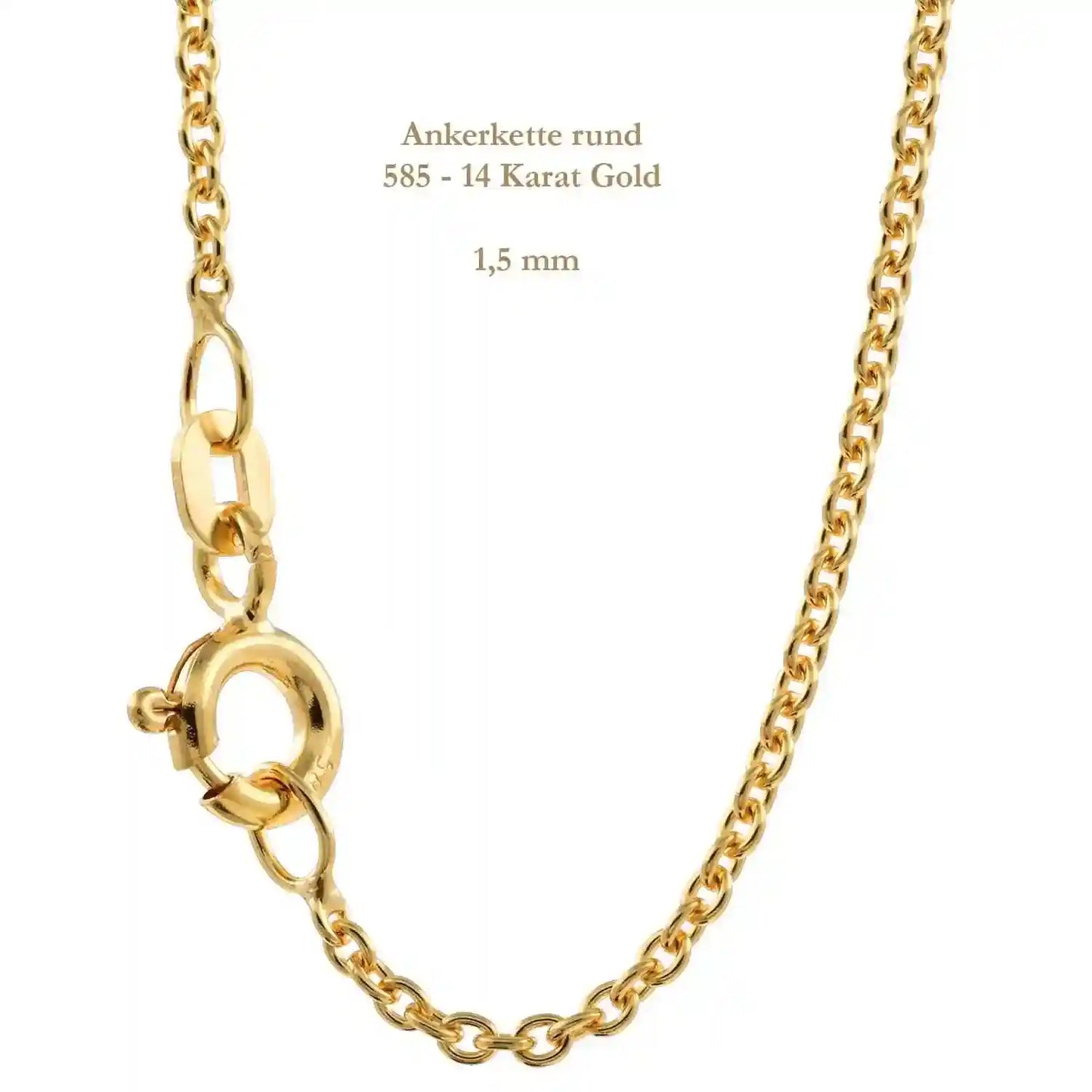 Ankerkette rund Halskette  585 - 14 Karat Gold Auswahl