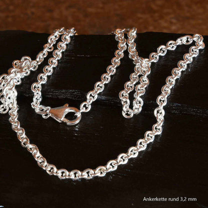 Ankerkette rund Halskette  925 Sterlingsilber Auswahl