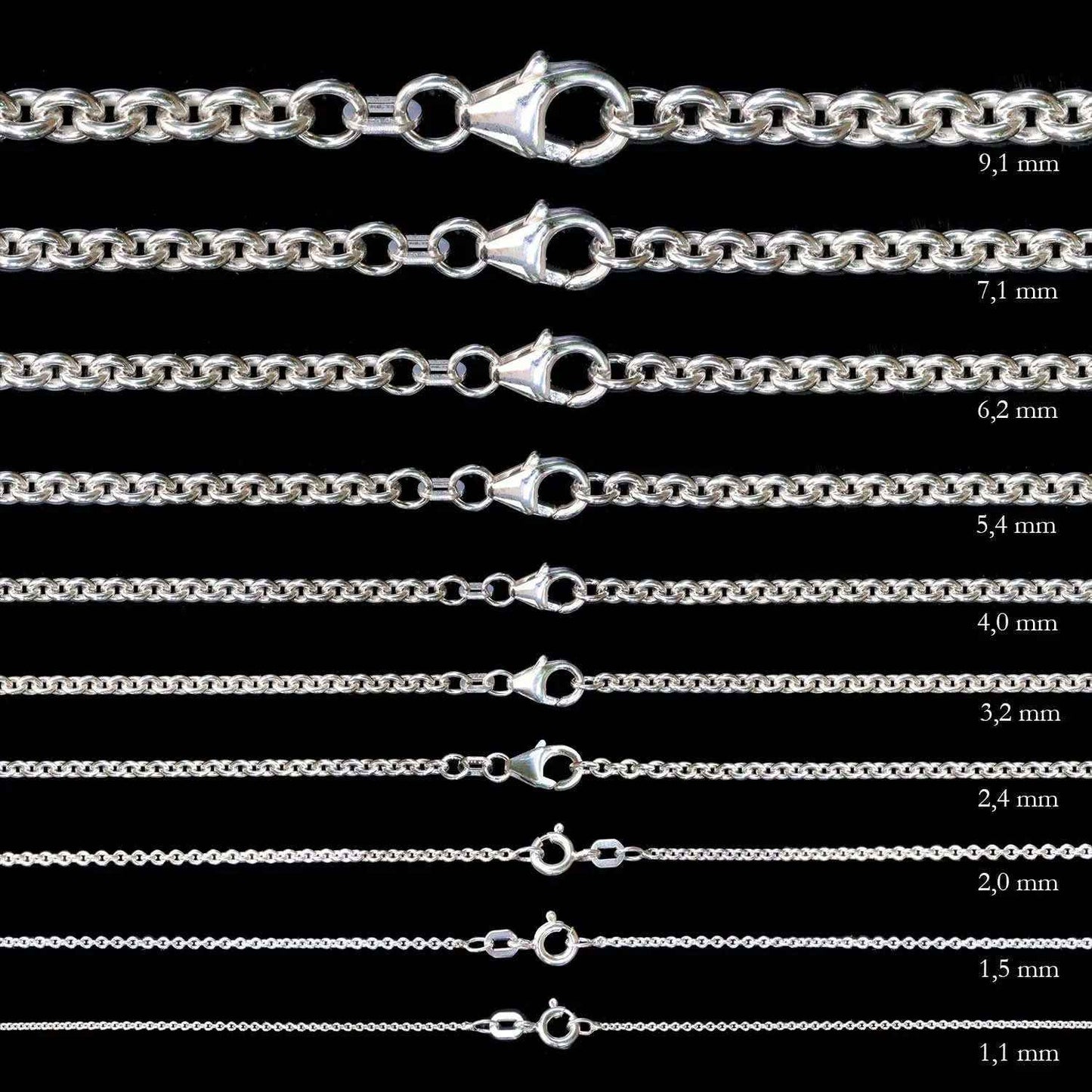 Ankerkette rund Halskette  925 Sterlingsilber Auswahl