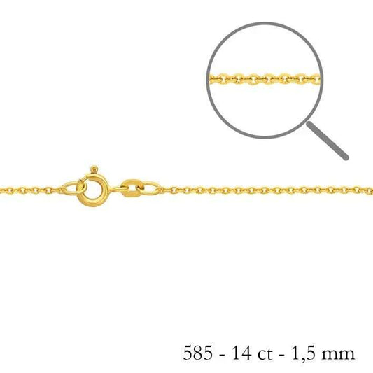 1,5 mm 80 cm 585 - 14 Karat Gold Halskette Ankerkette rund massiv Gold hochwertige Goldkette  5,2 g