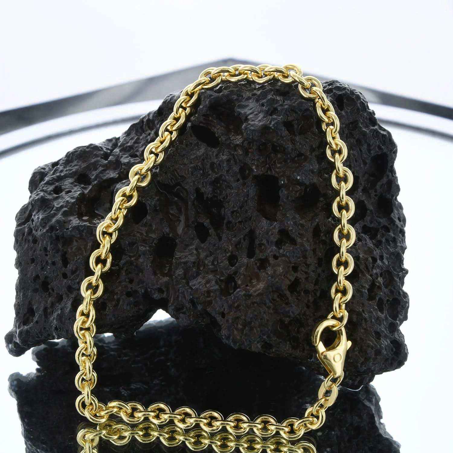 Ankerkette rund Halskette Breite 4,0 mm - 585 - 14 Karat Gold Auswahl - Firma Holzenplotz - Silberketten-Goldketten.de 