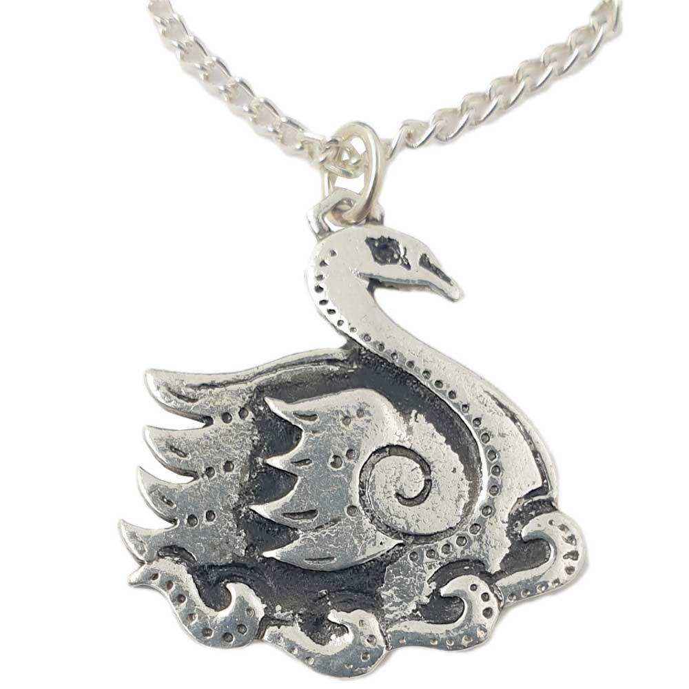 Anmut - Schwan Keltische Sternzeichen Anhänger versilbert Kette 9. - 31. März