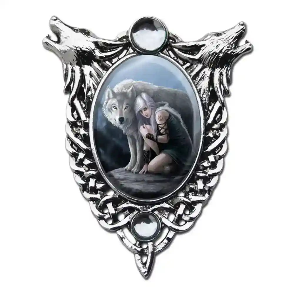 Anne Stokes Anhänger Beschützer Cabochon Schmuck Fantasy Wolf Elfe Unicorn