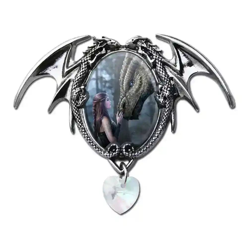 Anne Stokes Anhänger  Es war einmal.. Cabochon Schmuck Drache Elfe Fantasy