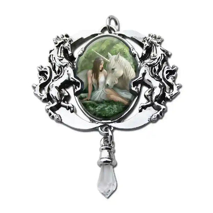 Anne Stokes Anhänger Reines Herz Cabochon Schmuck Fantasy Einhorn Elfe Unicorn