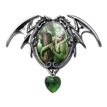 Anne Stokes  Anhänger Seelenverwandte Cabochon Schmuck Drache Elfe Fantasy