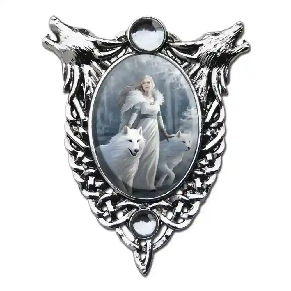 Anne Stokes Anhänger Winter Wächter Wolf Schnee Schmuck Fantasy Einhor - Firma Holzenplotz - Silberketten-Goldketten.de 