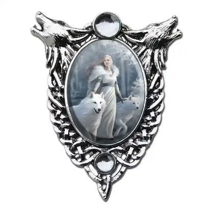 Anne Stokes Anhänger Winter Wächter Wolf Schnee Schmuck Fantasy Einhor - Firma Holzenplotz - Silberketten-Goldketten.de 