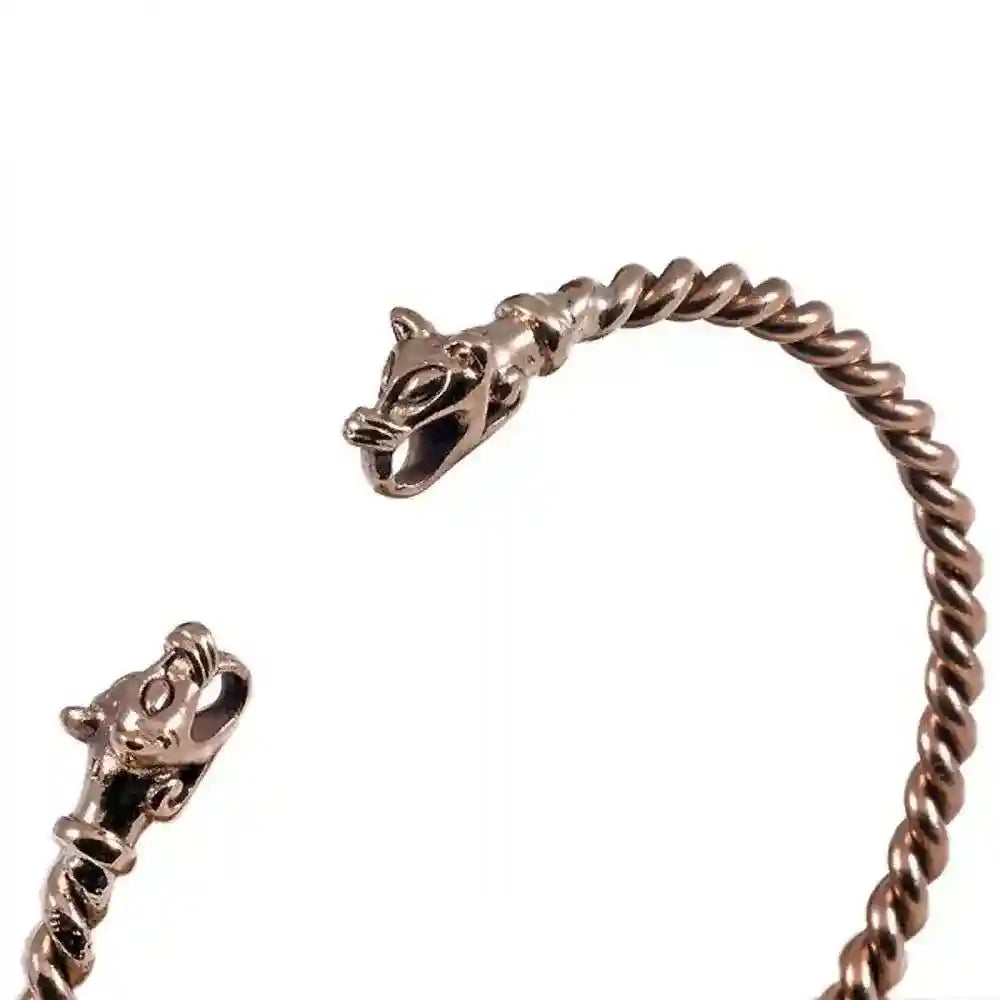 Armreif Wikinger-Wolfsköpfe Bronze Armspange groß