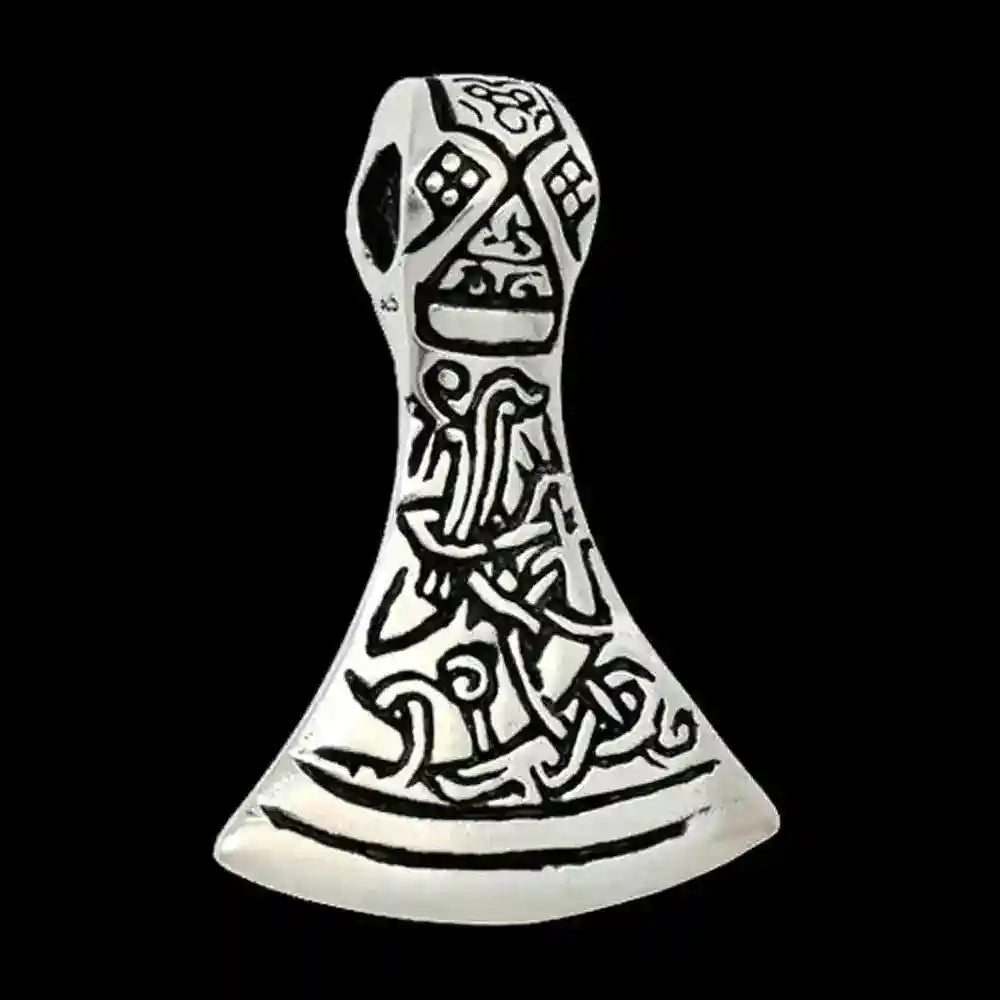 Axt keltisches Muster Schmuck Anhänger 925er Silber - Axt - 32x44mm