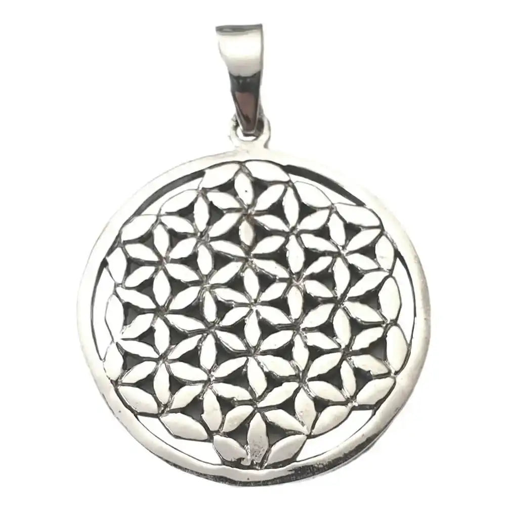 Blume des Lebens Anhänger 27mm Durchmesser 925 Silber Flower of Life - Firma Holzenplotz - Silberketten - Goldketten.de