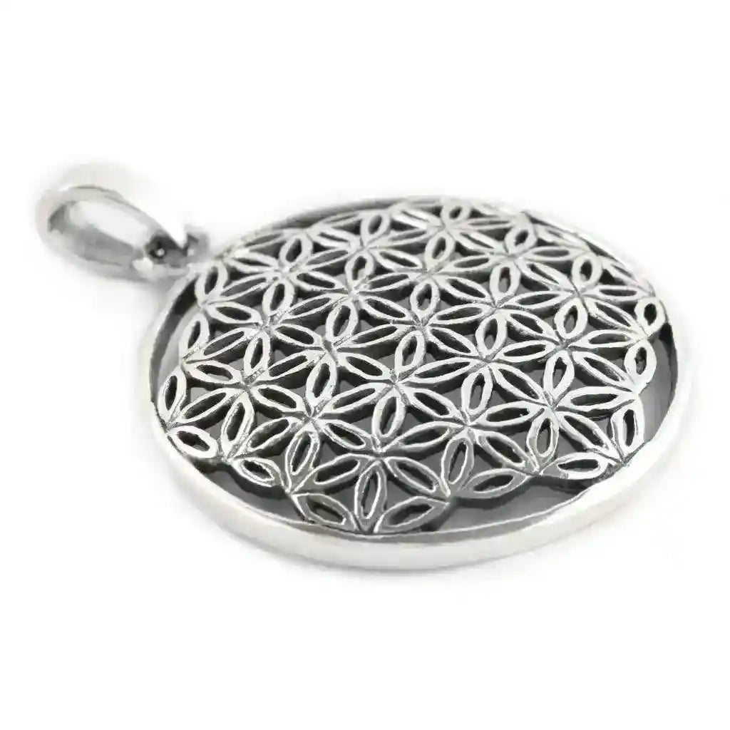 Blume des Lebens  Anhänger 925 Silber Flower of Life mittel