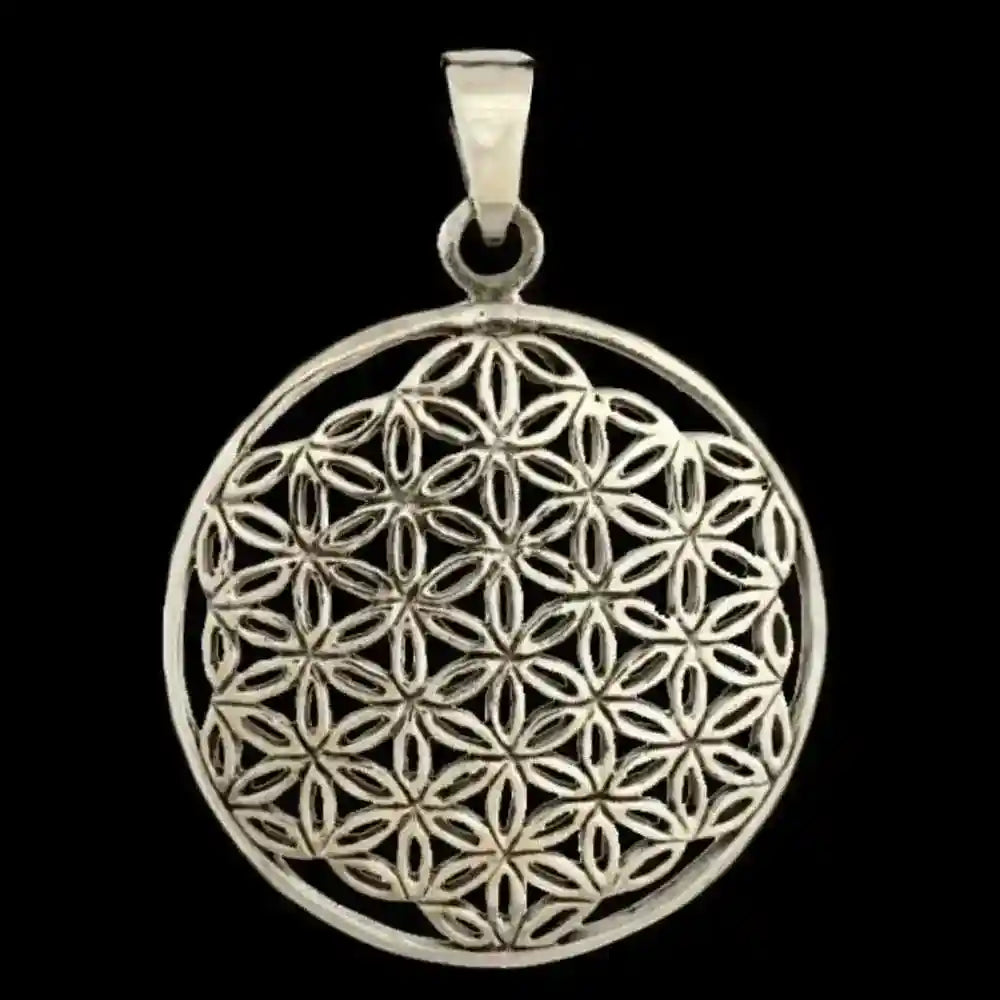 Blume des Lebens  Anhänger 925 Silber Flower of Life mittel