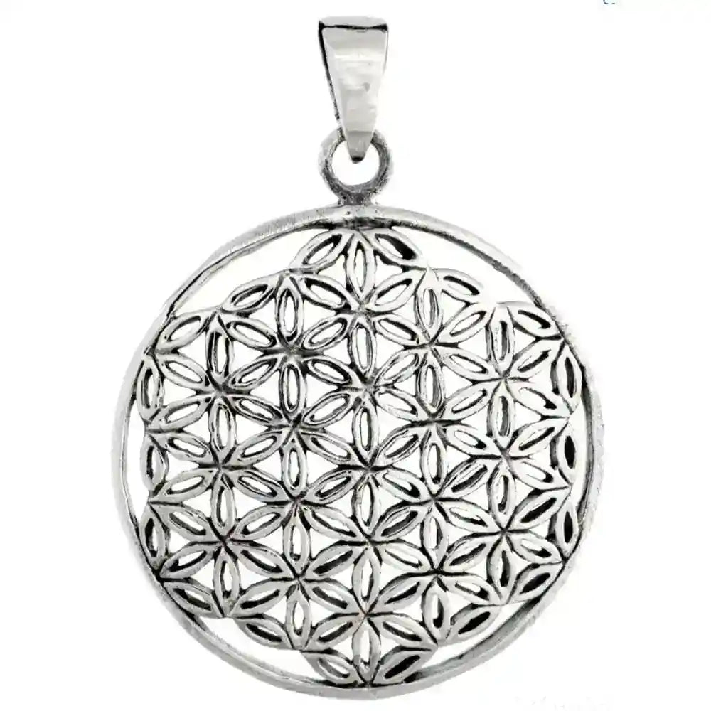 Blume des Lebens  Anhänger 925 Silber Flower of Life mittel