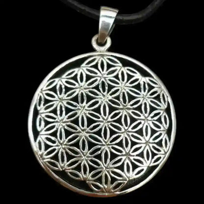 Blume des Lebens Anhänger 925 Silber + Lederband flower of life pendan - Firma Holzenplotz - Silberketten-Goldketten.de 