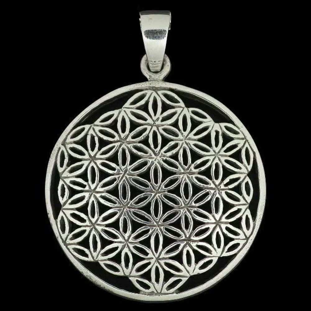 Blume des Lebens Anhänger 925 Silber mit ohne Erbskette oder Lederband