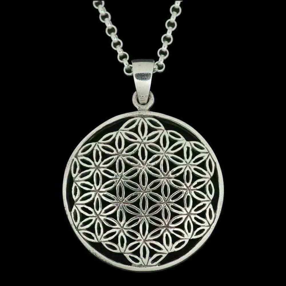 Blume des Lebens Anhänger 925 Silber mit ohne Erbskette oder Lederband