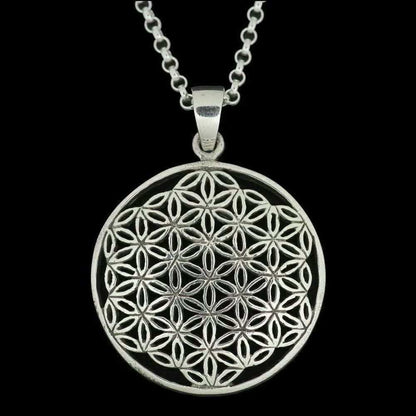 Blume des Lebens Anhänger 925 Silber mit ohne Erbskette oder Lederband