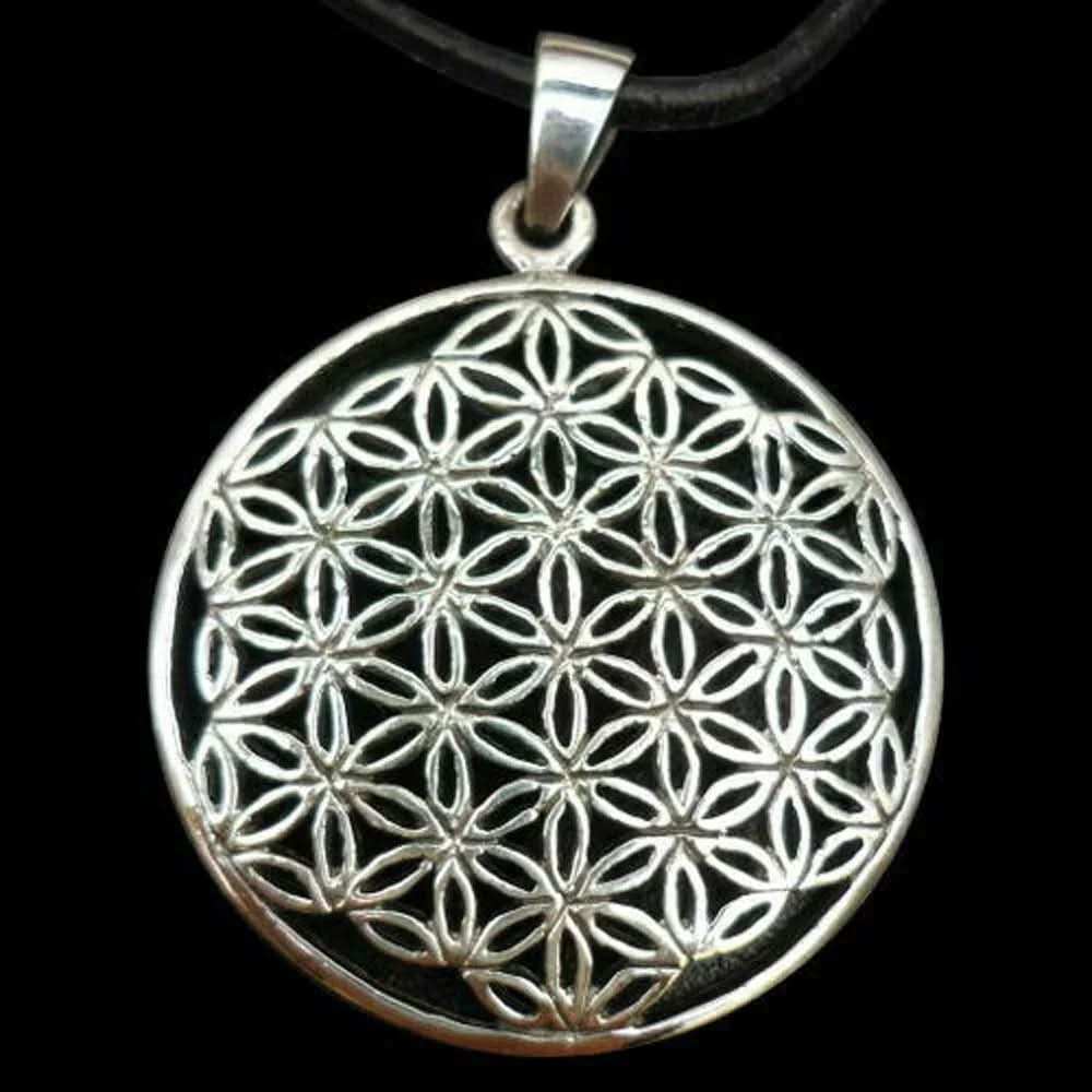 Blume des Lebens Anhänger 925 Silber mit ohne Erbskette oder Lederband