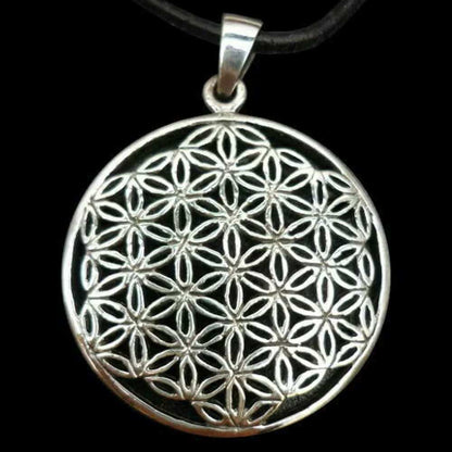 Blume des Lebens Anhänger 925 Silber mit ohne Erbskette oder Lederband