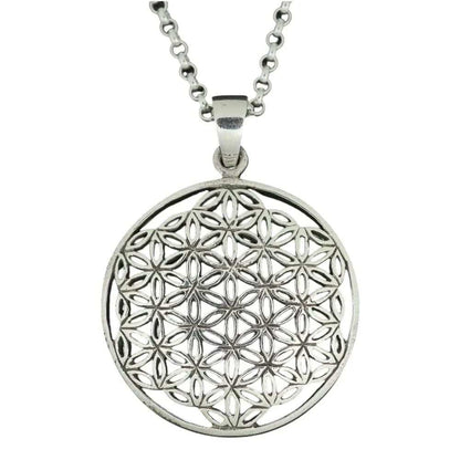 Blume des Lebens Anhänger 925 Silber mit ohne Erbskette oder Lederband