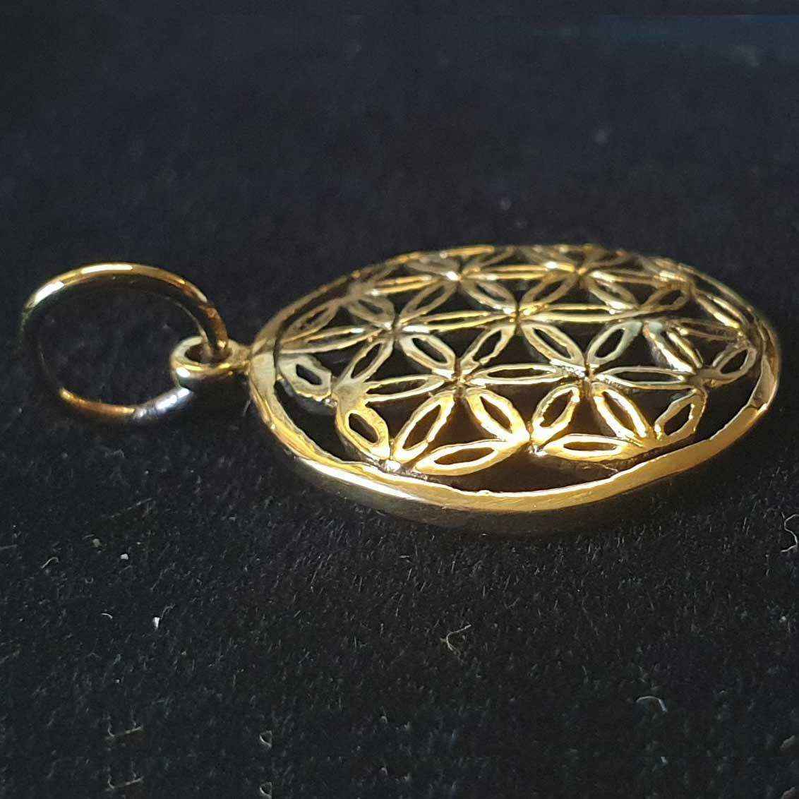 Blume des Lebens Anhänger klein Bronze Flower of Life - 17mm