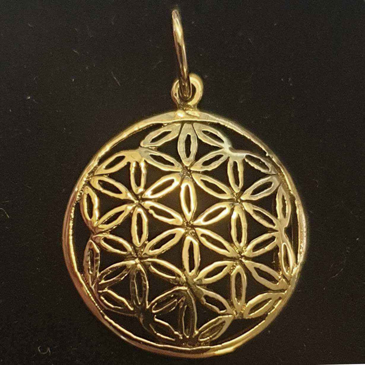 Blume des Lebens Anhänger klein Bronze Flower of Life - 17mm