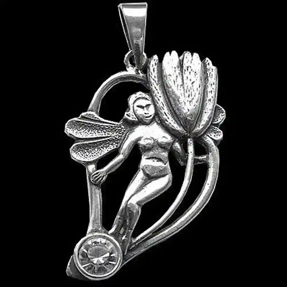 Blumenelfe Schmuck Anhänger 925er Silber - Elfen Feen - 47x31mm