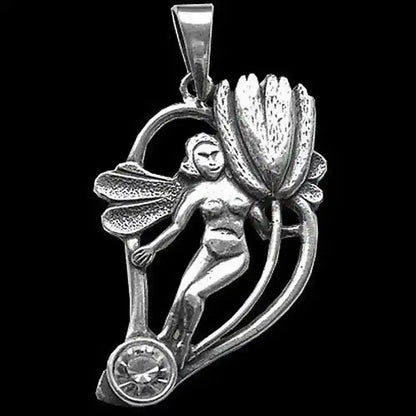 Blumenelfe Schmuck Anhänger 925er Silber - Elfen Feen - 47x31mm