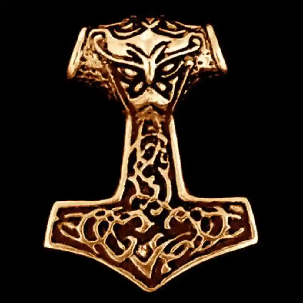 Bronzeamulett Viking Hammer Massiv Anhänger Schmuck - Thorhammer - 51x39mm