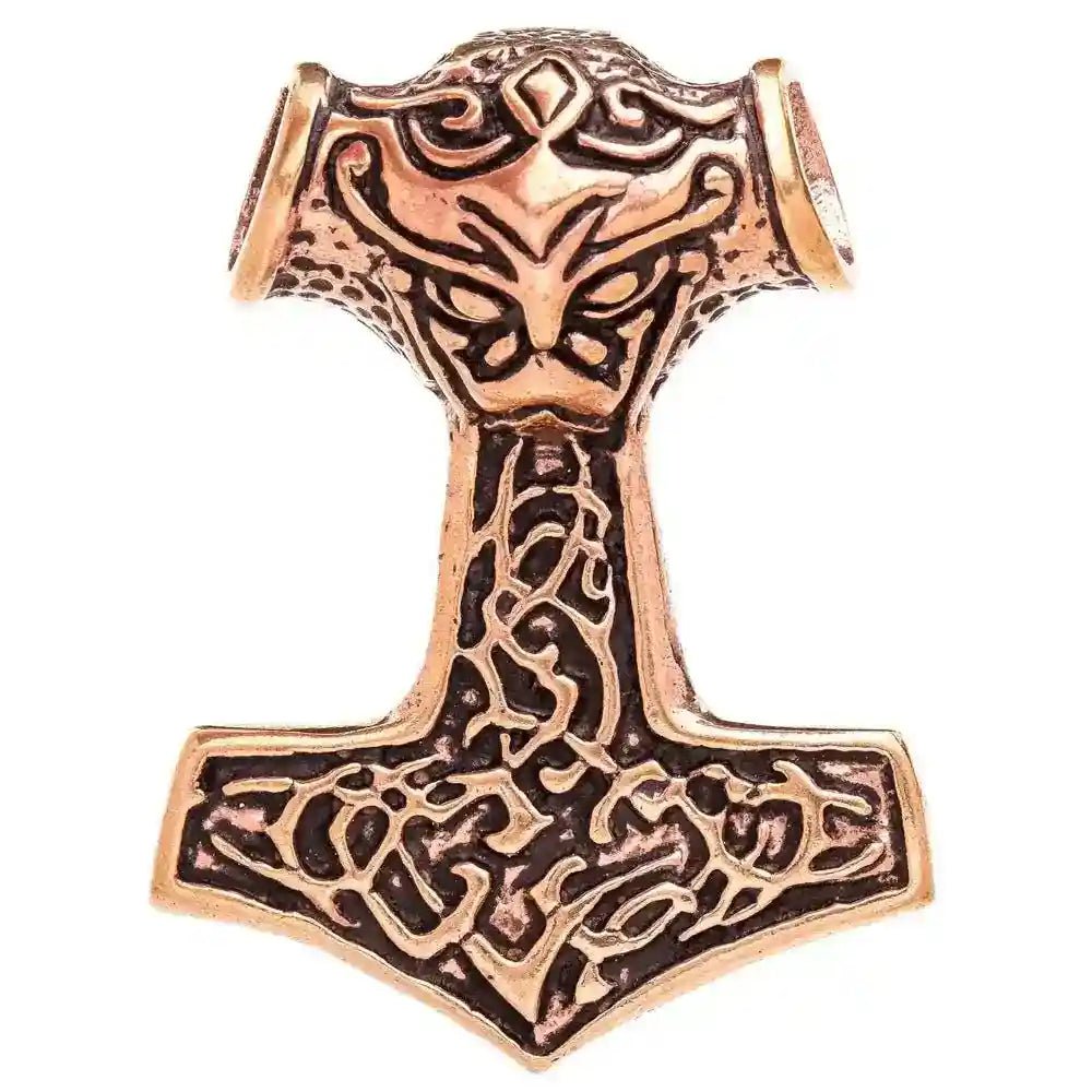 Bronzeamulett Viking Hammer Massiv Anhänger Schmuck - Thorhammer - 51x39mm