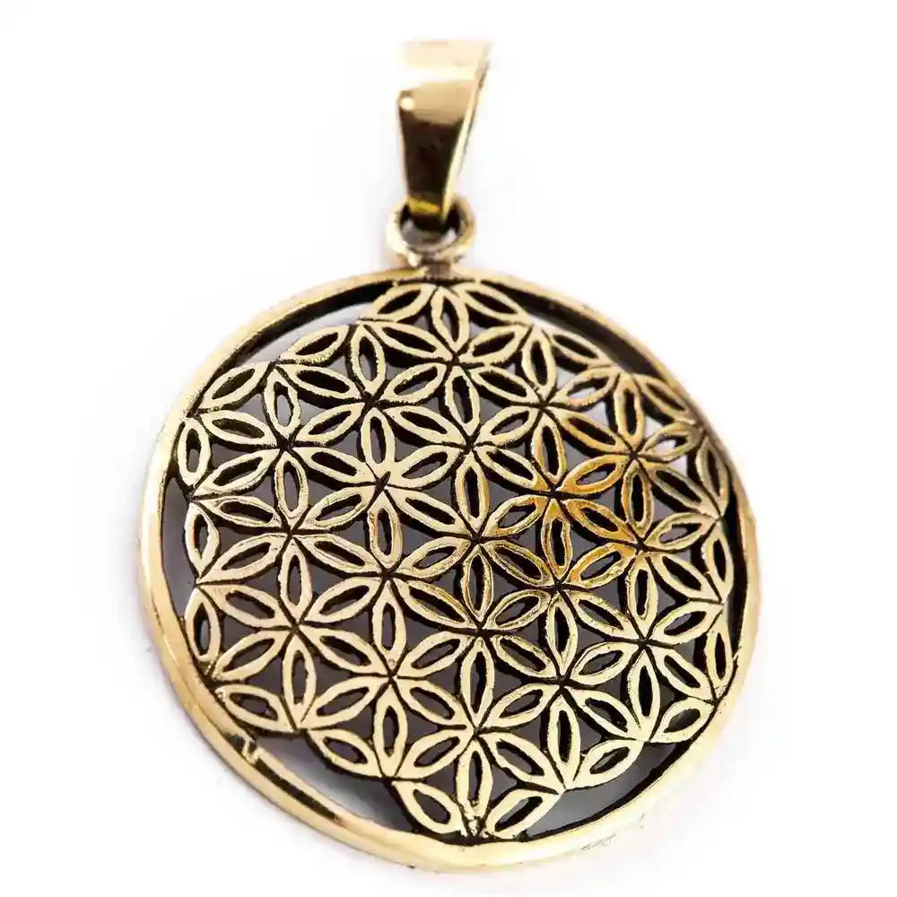 Bronzeanhänger Die Blume des Lebens Schmuck - Blume des Lebens - 36x26mm