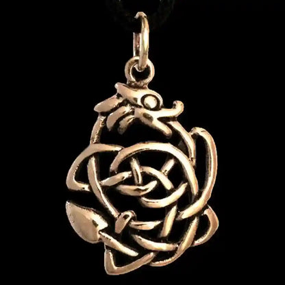 Bronzeanhänger Glücksdrache Dagan Schmuck - Drachen , Keltische Knoten - 29x17mm