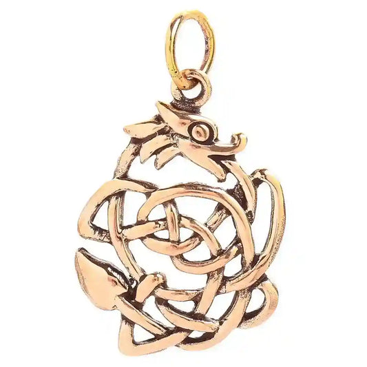 Bronzeanhänger Glücksdrache Dagan Schmuck - Drachen , Keltische Knoten - 29x17mm