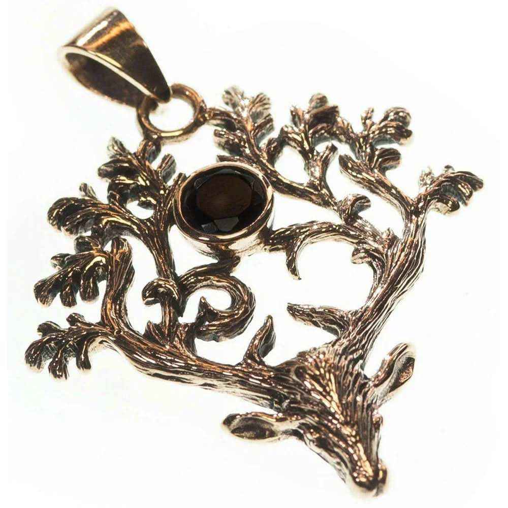 Bronzeanhänger Hirsch Anhänger schwarzer Zirkonia Bronze Schmuck - Firma Holzenplotz - Silberketten-Goldketten.de 