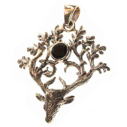 Bronzeanhänger Hirsch Anhänger schwarzer Zirkonia Bronze Schmuck - Firma Holzenplotz - Silberketten-Goldketten.de 