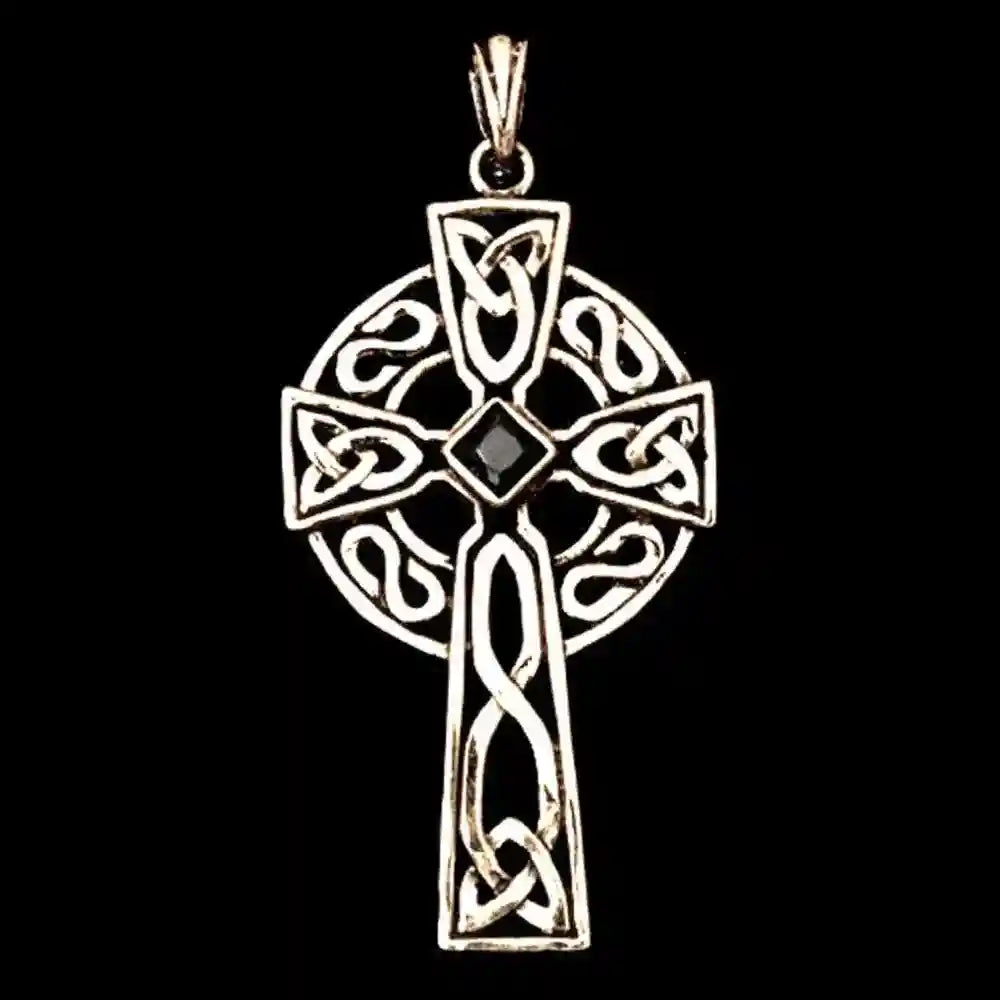 Bronzeanhänger Keltenkreuz Black Crystal Schmuck - Kreuze - 54x25 mm