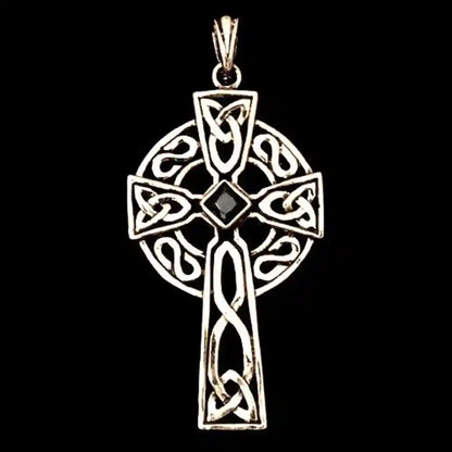 Bronzeanhänger Keltenkreuz Black Crystal Schmuck - Kreuze - 54x25 mm
