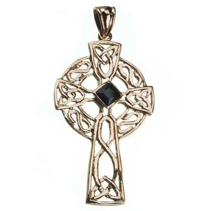 Bronzeanhänger Keltenkreuz Black Crystal Schmuck - Kreuze - 54x25 mm