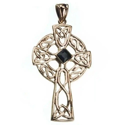 Bronzeanhänger Keltenkreuz Black Crystal Schmuck - Kreuze - 54x25 mm - Firma Holzenplotz - Silberketten-Goldketten.de 